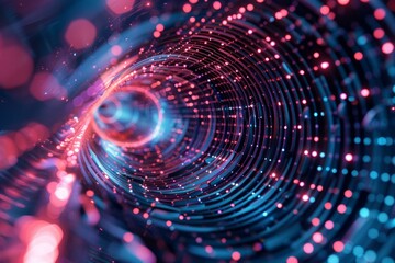 Poster - Futuristic digital backdrop with neon swirls depicting advanced technology concepts