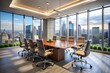© nilawan - Modern Office Conference Room With City View.
