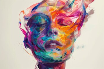 Poster - Artistic representation of a woman's face with vibrant, swirling colors