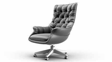 A modern office chair clipart, furniture element, realistic illustration, grey, isolated on white background