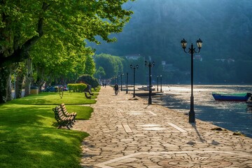 Canvas Print - morning in the lake of Kastoria