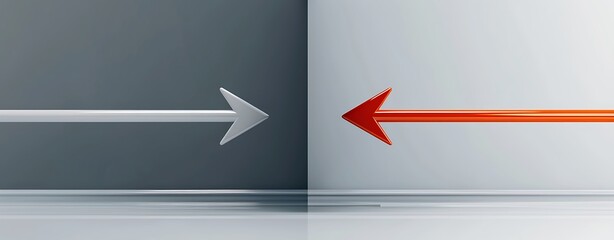 Wall Mural - two arrows pointing directly at each other but not touching, creating a visual representation of opp