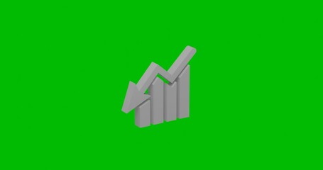 Poster - Animation of rotation of a white chart down symbol with shadow. Simple and complex rotation. Seamless looped 4k animation on green chroma key background