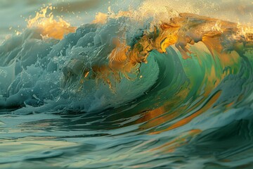 Poster - Golden Hour Ocean Wave