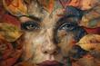 © Sandu - 'Autumn Whispers: Portrait of a Woman with Fall Leaves,' autumn