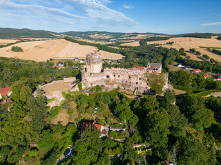 Wall Mural - Medieval Bolków castle in western Poland from a bird's eye view