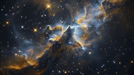 Wall Mural - Celestial Beauty: Nebula Illuminated by Distant Stars