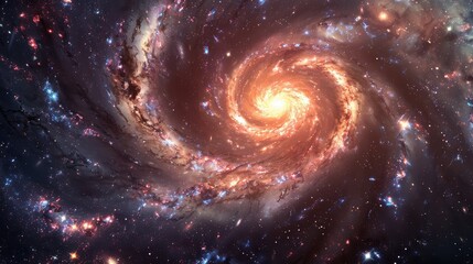 Wall Mural - Cosmic Beauty: Stunning Spiral Galaxy with Radiant Core in Deep Space