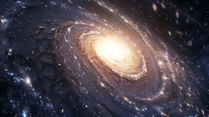 Wall Mural - Cosmic Beauty: Stunning Spiral Galaxy with Luminous Bright Core in Deep Space