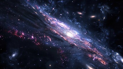 Wall Mural - Majestic View of a Distant Galaxy Cluster Illuminating the Night Sky