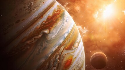 Sticker - close-up view of jupiter's vibrant atmospheric bands with great red spot detail