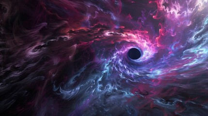 Wall Mural - Cosmic Vortex - Artistic Representation of a Swirling Black Hole with Matter in Space
