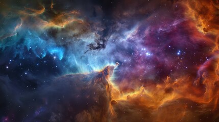 Wall Mural - Cosmic Beauty: Vibrant Star-Forming Nebula in Distant Galaxy