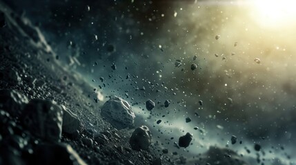 Wall Mural - intergalactic beauty: close-up of an asteroid belt in the solar system