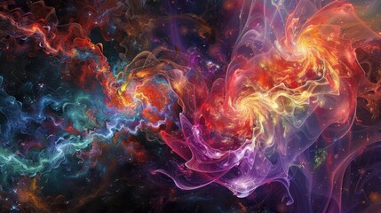 Wall Mural - Celestial Symphony - Mesmerizing Cosmic Nebula with Intricate Patterns and Vibrant Colors
