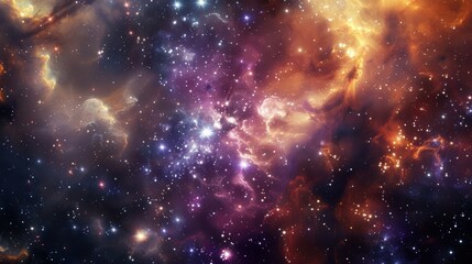 Wall Mural - Cosmic Kaleidoscope - Close-up of Diverse Star Cluster with Vibrant Colors and Sizes in the Universe