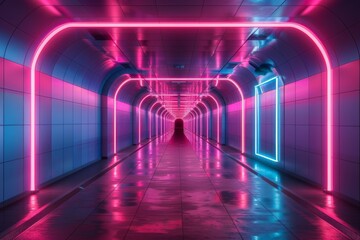 Sticker - Futuristic Neon Tunnel