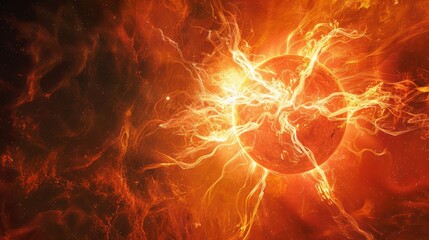 Wall Mural - Majestic Red Giant Star Approaching its Cosmic End in a Fiery Display