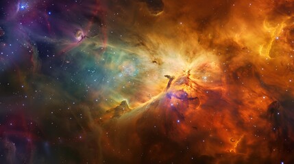 Wall Mural - Cosmic Kaleidoscope: Vibrant Gas and Dust Clouds in the Interstellar Medium