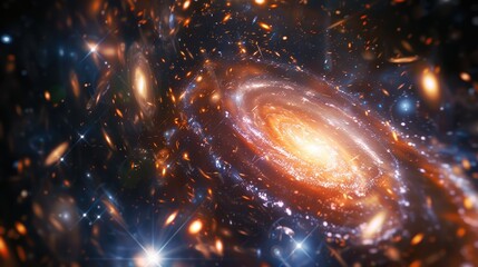 Wall Mural - enigmatic beauty: distant galaxy with mesmerizing gravitational lensing