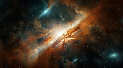 Wall Mural - cosmic mirage - stunning distant galaxy with gravitational lensing effects