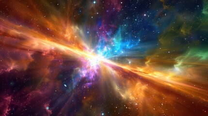 Wall Mural - spectacular gamma-ray burst illuminating a distant galaxy's skies