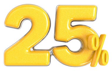 Sticker - 25 Percent 3D Render Yellow