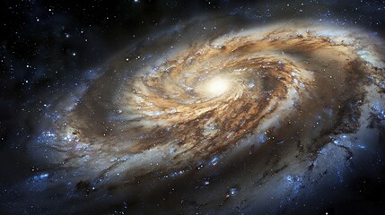 Wall Mural - Cosmic Splendor: Captivating Distant Galaxy with Central Bulge and Spiral Arms