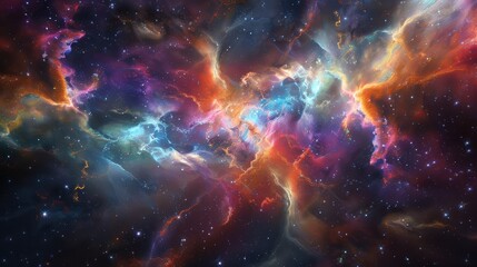 Wall Mural - Cosmic Kaleidoscope - Vibrant Interstellar Gas Cloud Patterns in Space