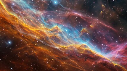 Wall Mural - Celestial Symphony: Vibrant Interstellar Gas Cloud Patterns
