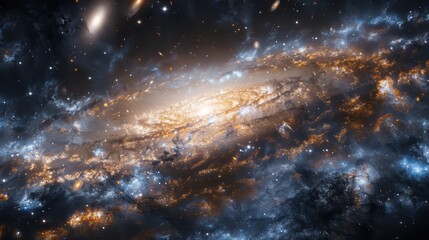 Wall Mural - Infinite Beauty: Majestic View of Distant Galaxy with Bright Central Nucleus