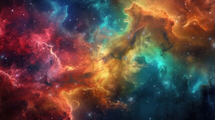 Wall Mural - Cosmic Kaleidoscope - Vibrant Interstellar Nebula with Celestial Stars