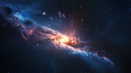 Wall Mural - Cosmic Phenomenon: Stunning Quasar at the Heart of a Faraway Galaxy
