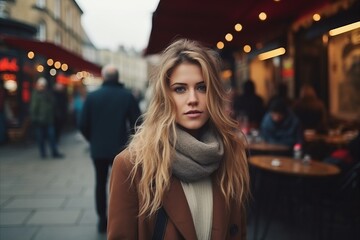 Sticker - Portrait of a beautiful young woman on the streets of Paris.