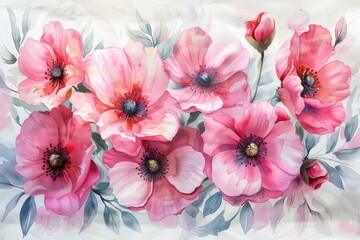 Poster - Pink Floral Watercolor Bouquet