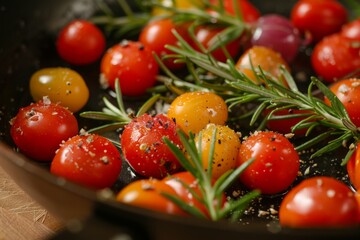 Sticker - Cherry tomatoes and rosemary in skillet