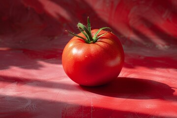 Canvas Print - Fresh Tomato on Red Surface