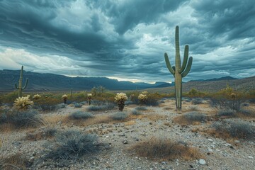 Sticker - Desert Storm Approaching Mountainous Landscape