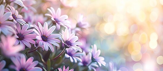 Fototapete - A blooming bush of Purple Osteospermum flowers a type of African Daisy from the Asteraceae family with ample copy space image