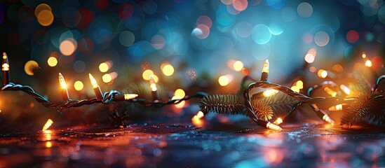 Poster - Festive Christmas background with glowing colorful lights and copy space image encompassing the essence of the holidays with a touch of warmth and cheer