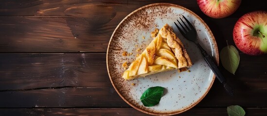 Leinwandbilder - Delicious homemade apple pie cake sliced and served on a plate The image has copy space