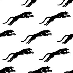 Poster - Seamless pattern with panthers on a white background.