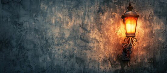 Poster - Elegant streetlight against a textured wall with copy space image
