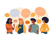 © SachiDesigns - people talking with speech bubbles, communicating and interacting vector illustration clipart