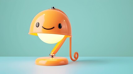 Wall Mural - Cheerful Desk Lamp - 3D Rendered Icon for Workspace and Office Decor