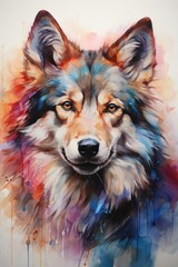 Vibrant Watercolor Painting Abstract Art of Pitbull, generative IA