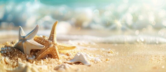 Poster - Beach scene with sand during summer showcasing a copy space image