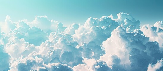Poster - Sky with blue hues and fluffy white clouds creates an ideal backdrop for text placement in a copy space image