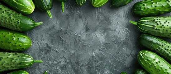 Poster - Cucumbers creatively aligned around a blank copy space image