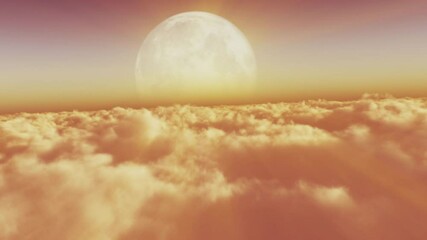 Wall Mural - fly above clouds moon